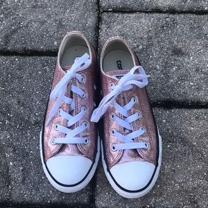 Girls Pink Glitter Converse